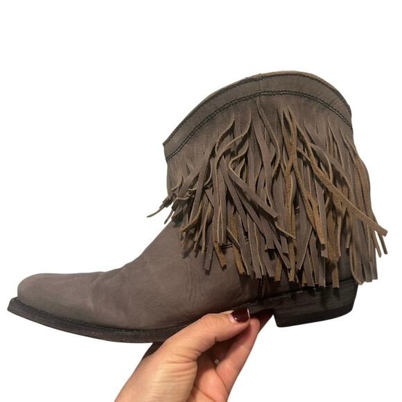 NIB Liberty Black GRAY Leather Fringe Ankle Booties 711312 Women's 9.5 (II) - Picture 4 of 10
